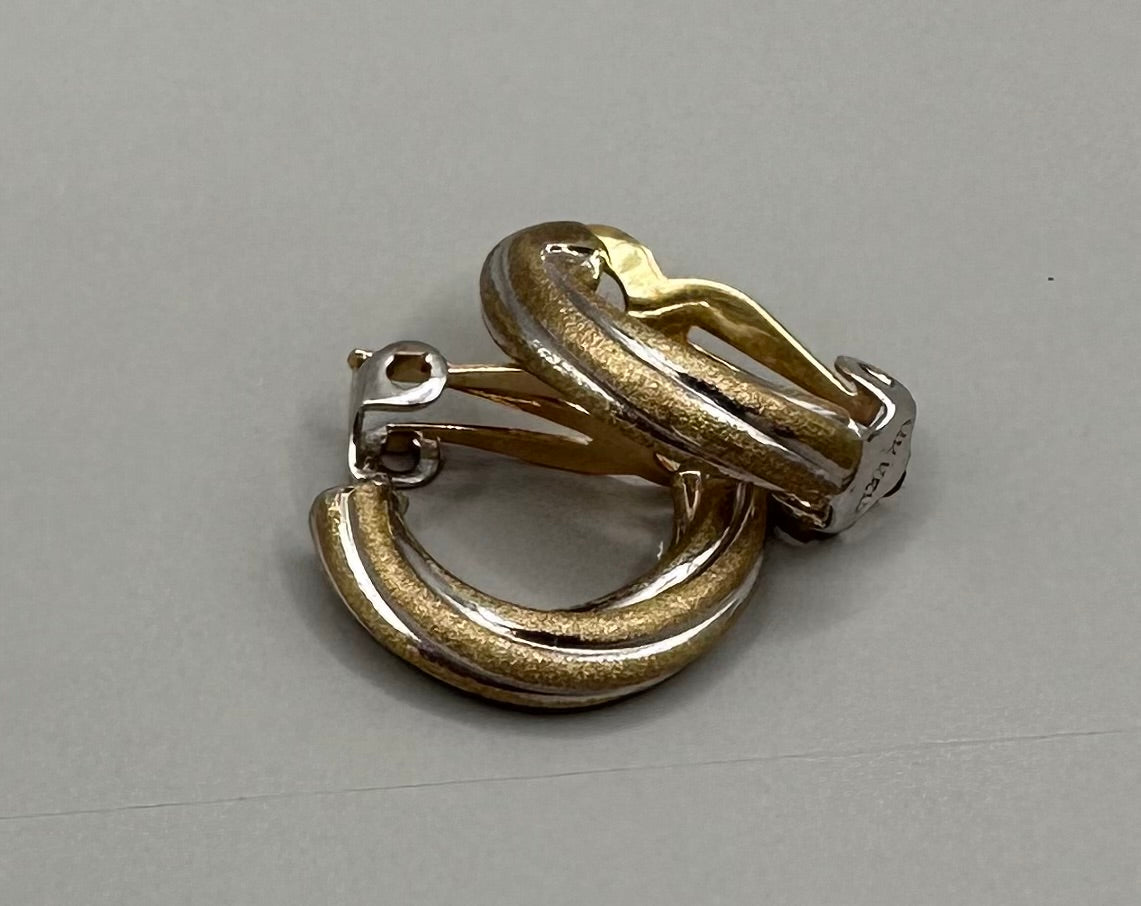 Two Tone Huggie Earrings