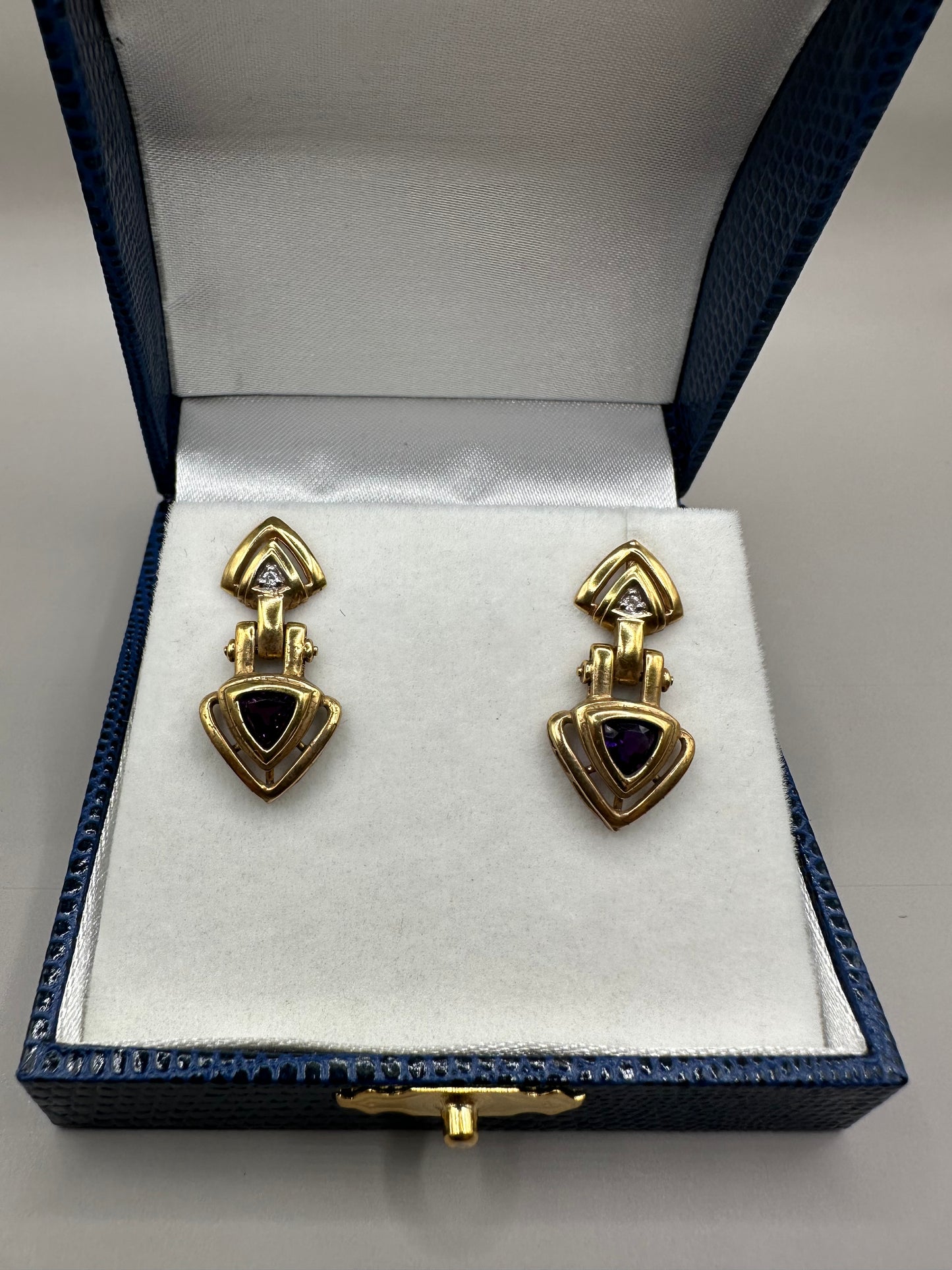Trillium Cut Amethyst and Diamond Earring