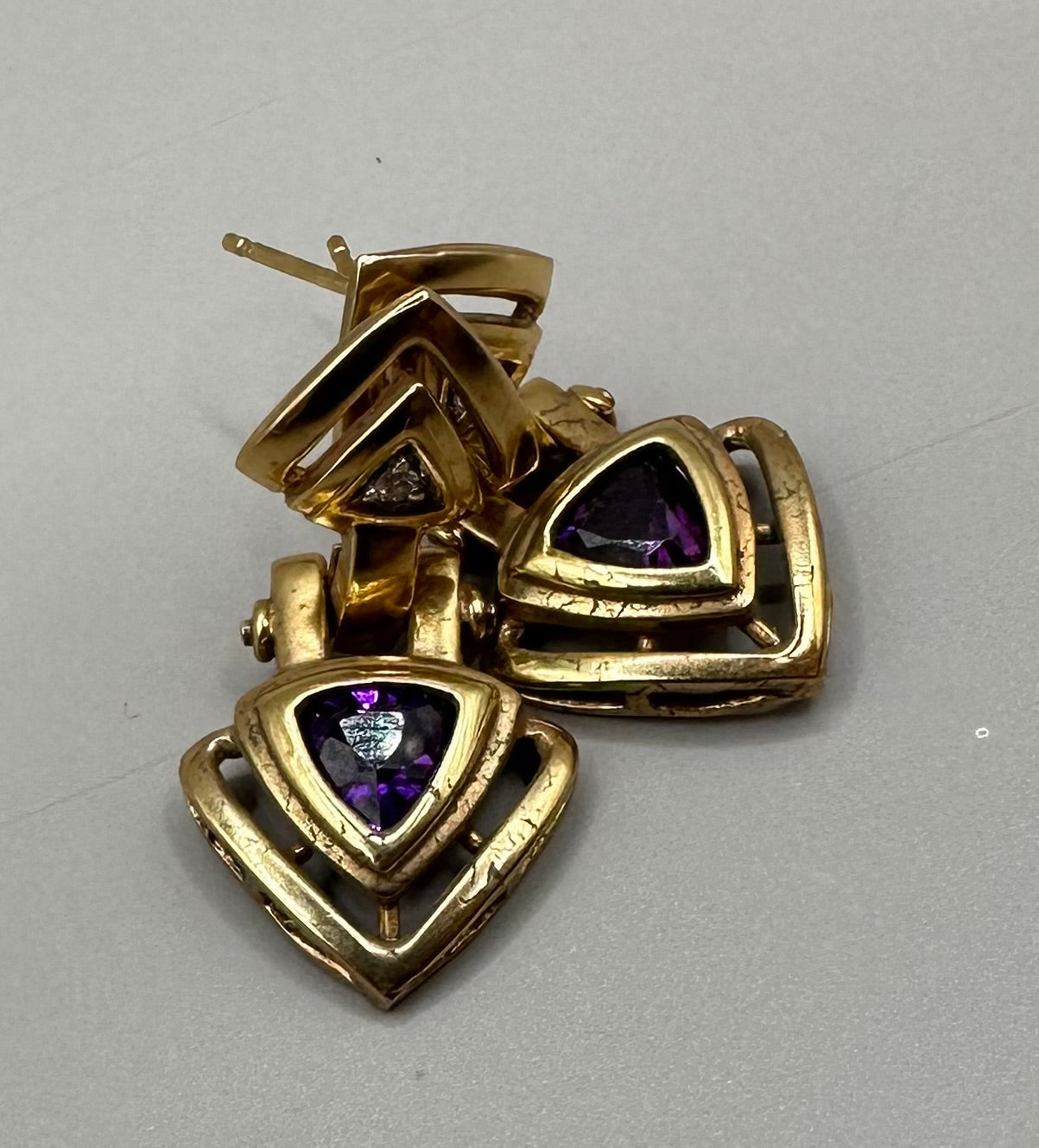 Trillium Cut Amethyst and Diamond Earring