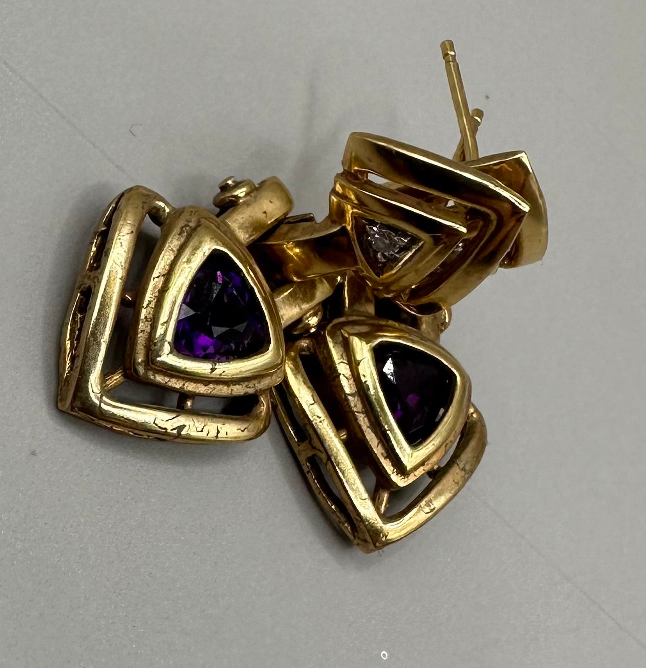 Trillium Cut Amethyst and Diamond Earring