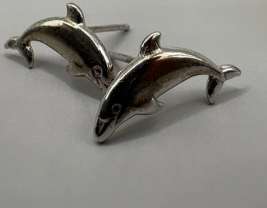 Dolphin White Gold Earrings