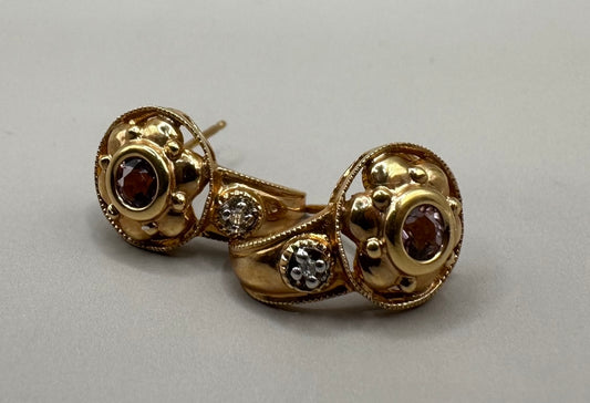Amethyst and Diamond Yellow Gold Earrings