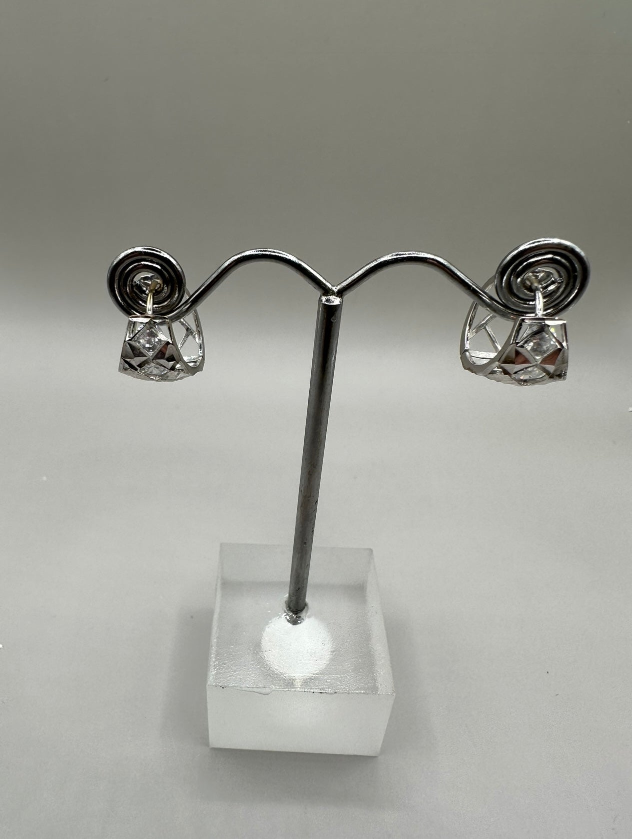 Diamond Cut White Gold Huggie Earrings