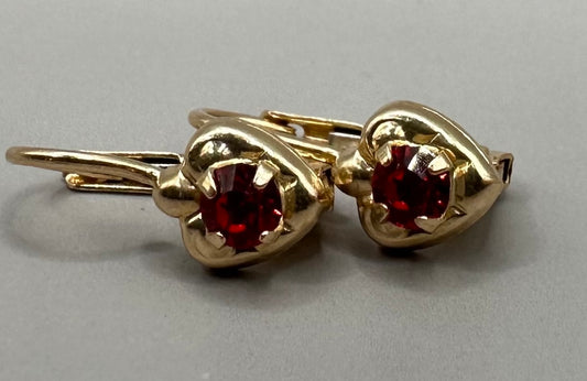 Dangling Heart Shaped Yellow Gold Earrings