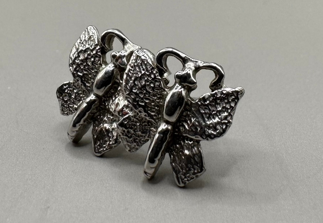 Butterfly Shaped White Gold Earrings