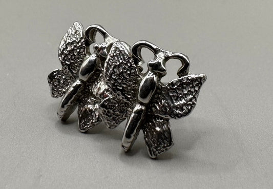 Butterfly Shaped White Gold Earrings