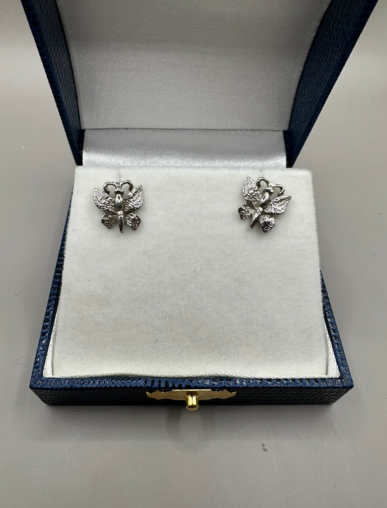 Butterfly Shaped White Gold Earrings