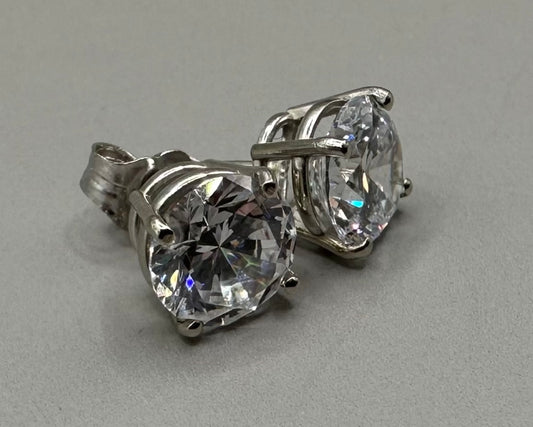 Cubic Studded White Gold Earrings