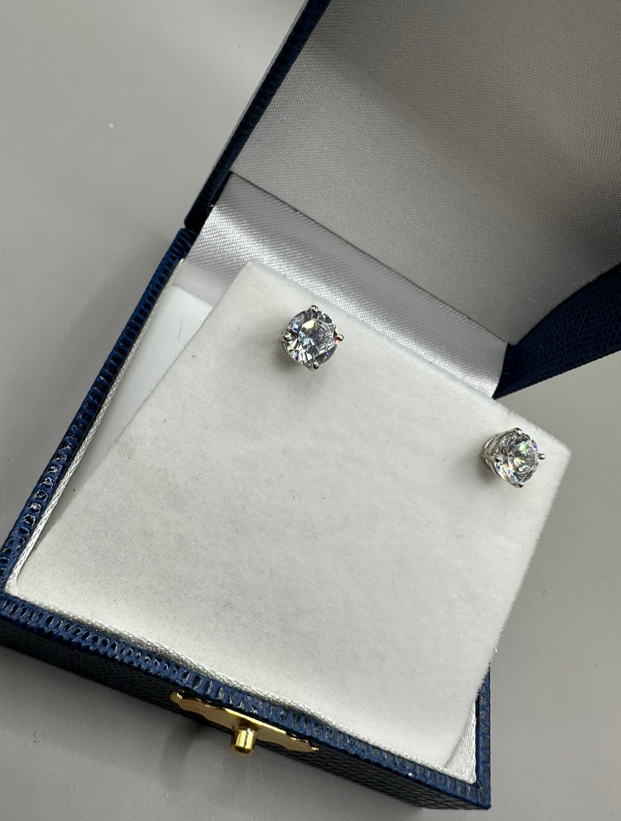 Cubic Studded White Gold Earrings