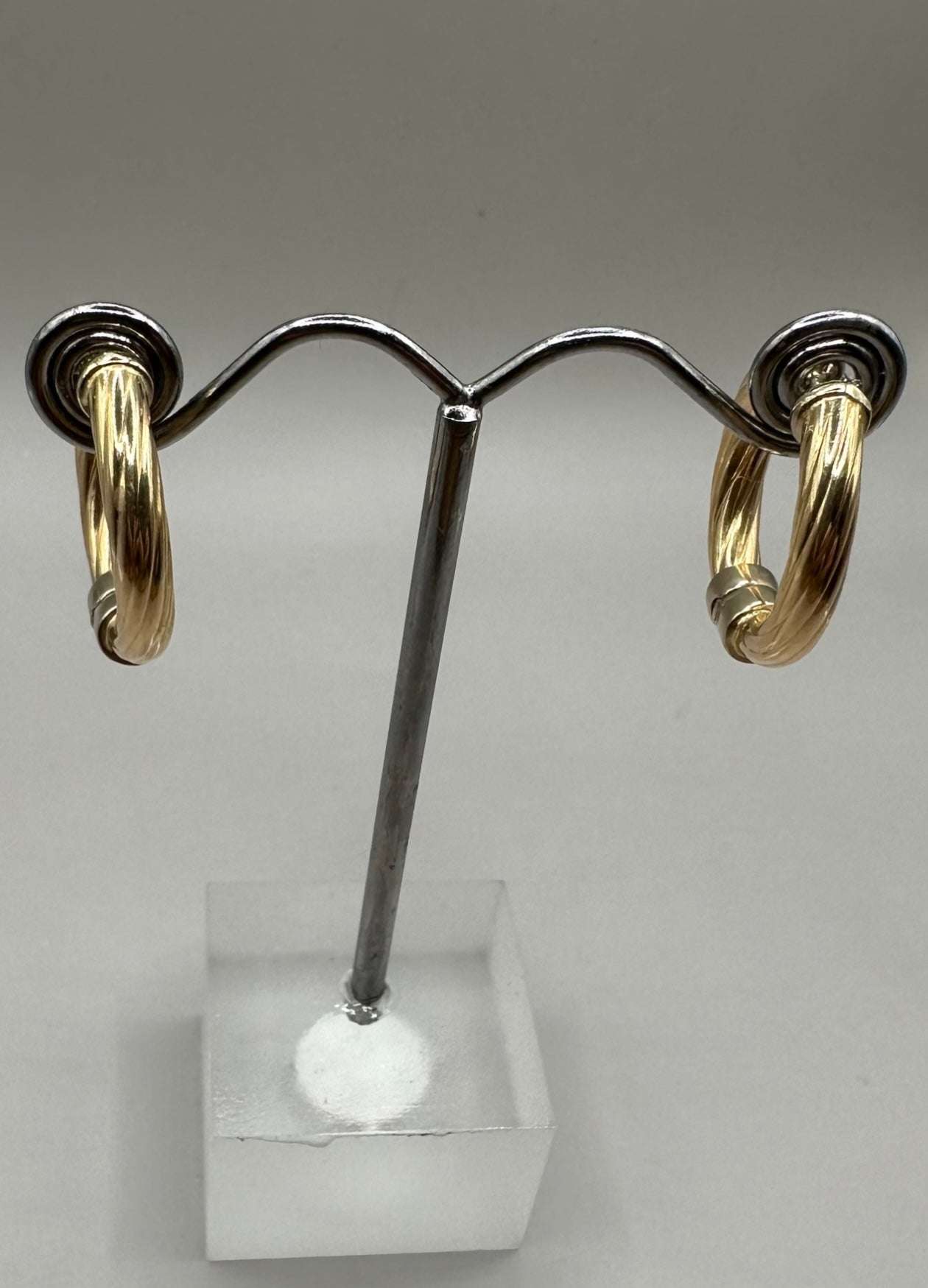 Twisted Hoop Yellow and White Gold Earrings