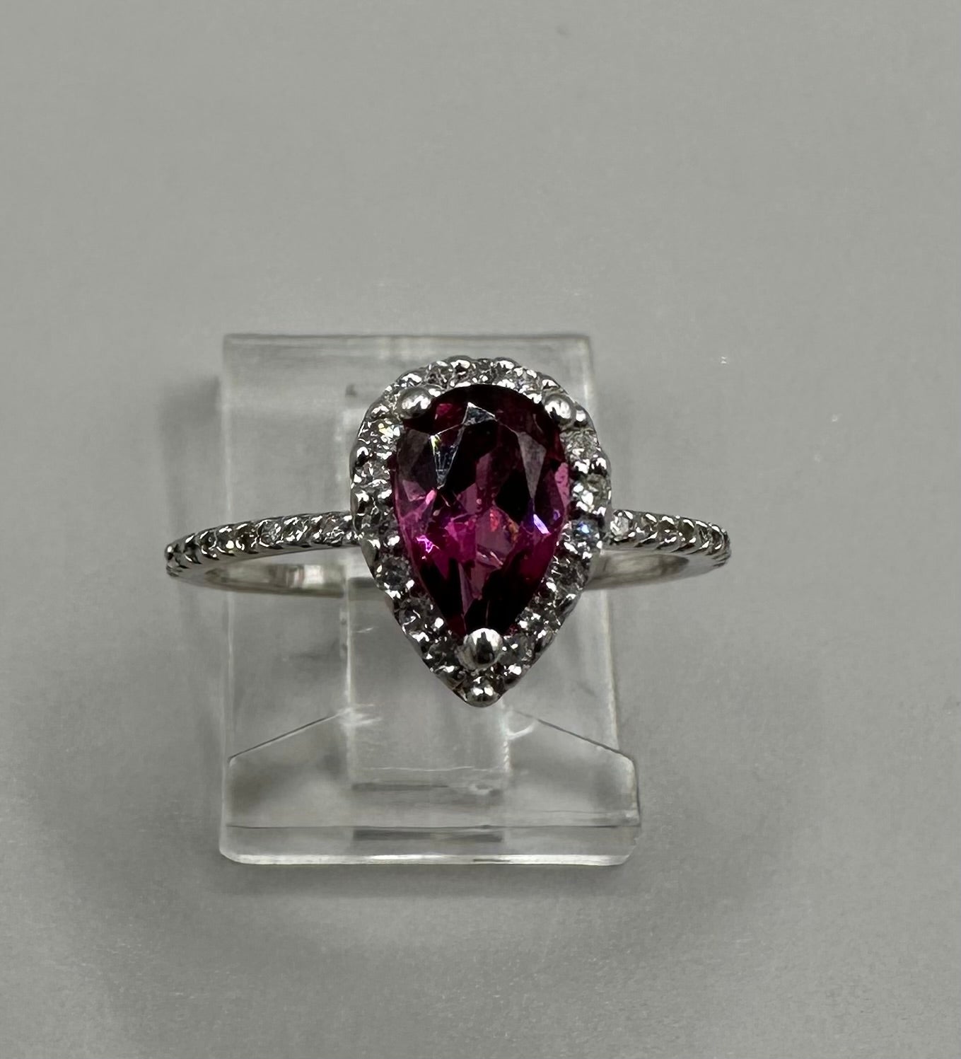 Pear Shape Halo Diamond White Gold Ring