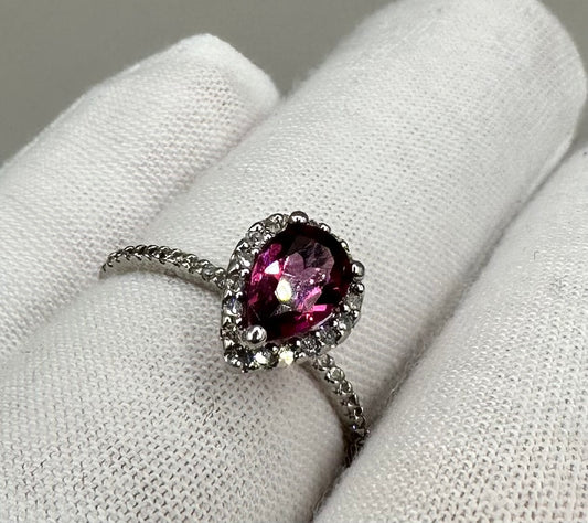 Pear Shape Halo Diamond White Gold Ring