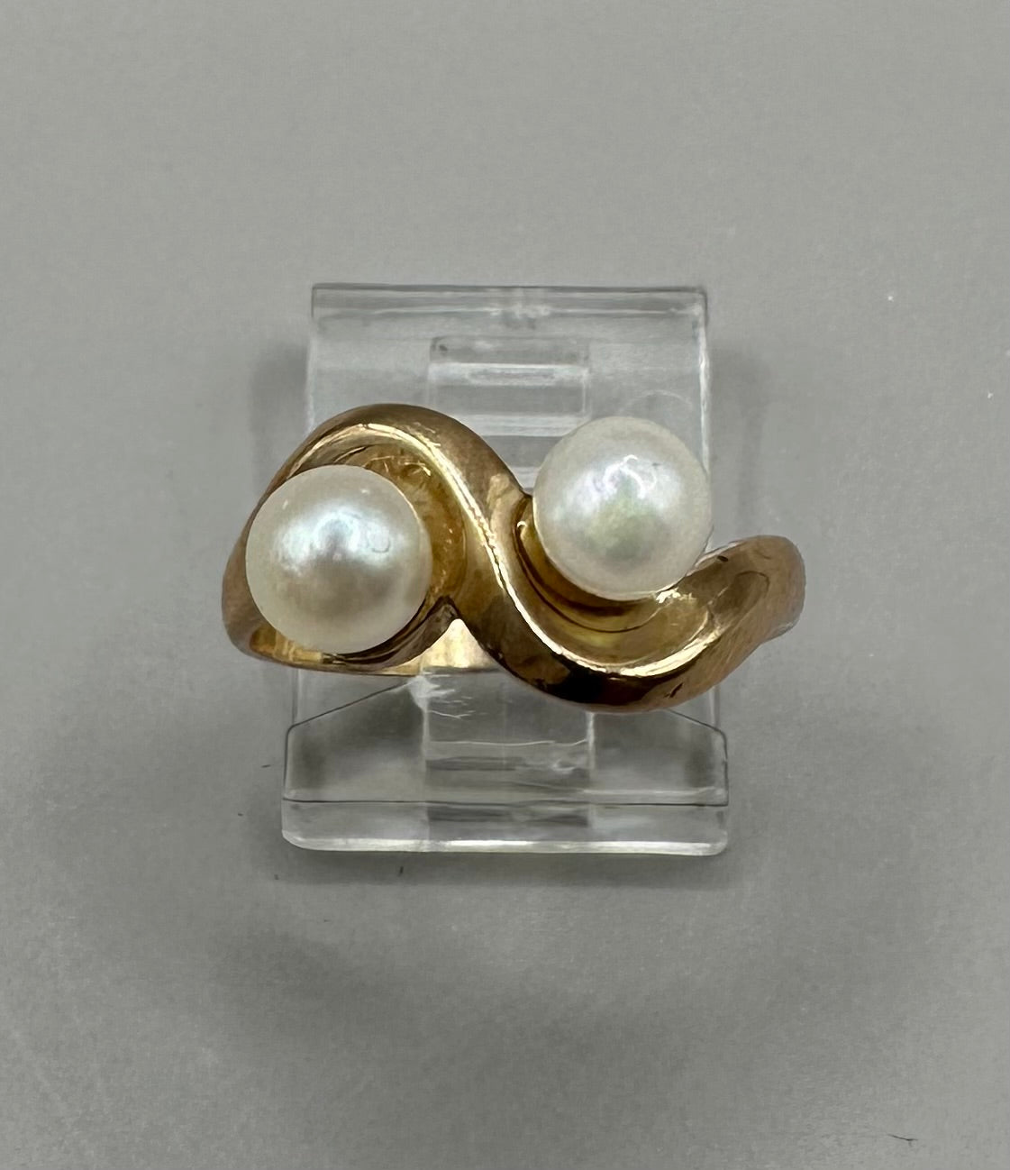 Double Pearl Yellow Gold Ring