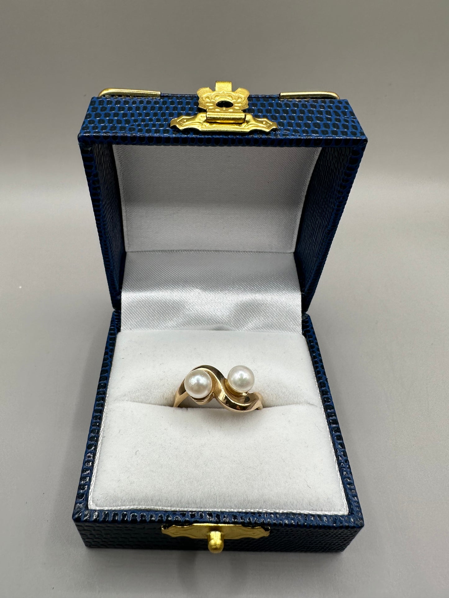 Double Pearl Yellow Gold Ring