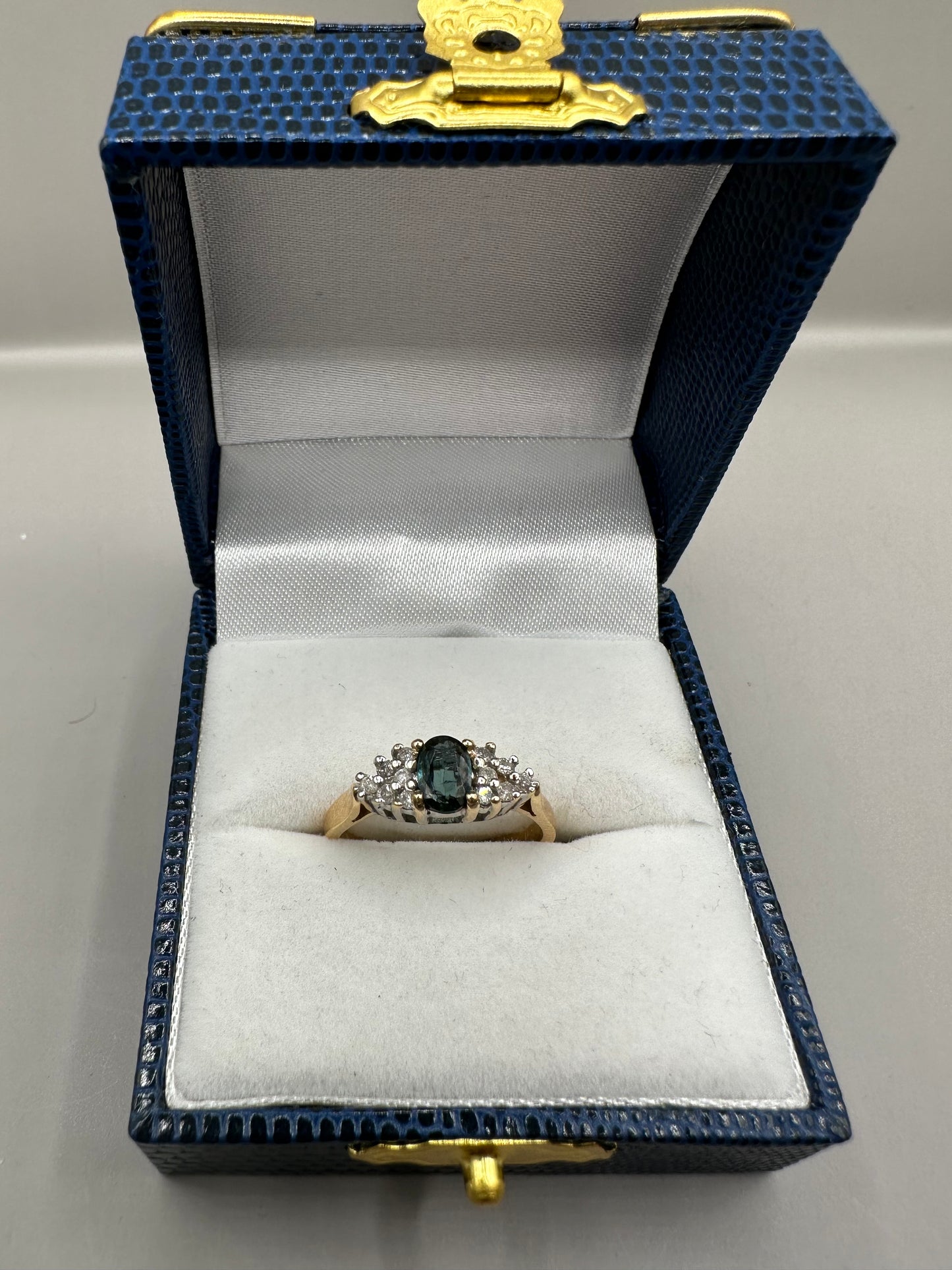 Blue Sapphire and Diamond Yellow Gold Ring