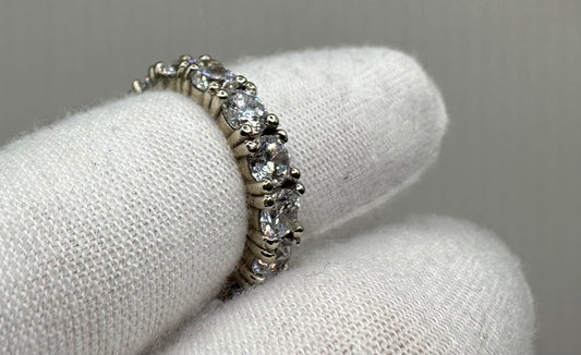 Cubic Eternity Band White Gold Ring