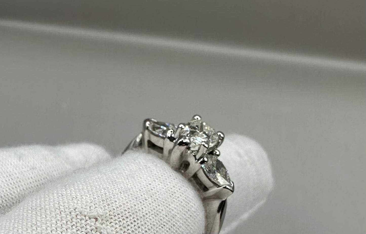 Pear Shaped White Gold Ring