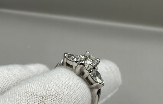 Pear Shaped White Gold Ring