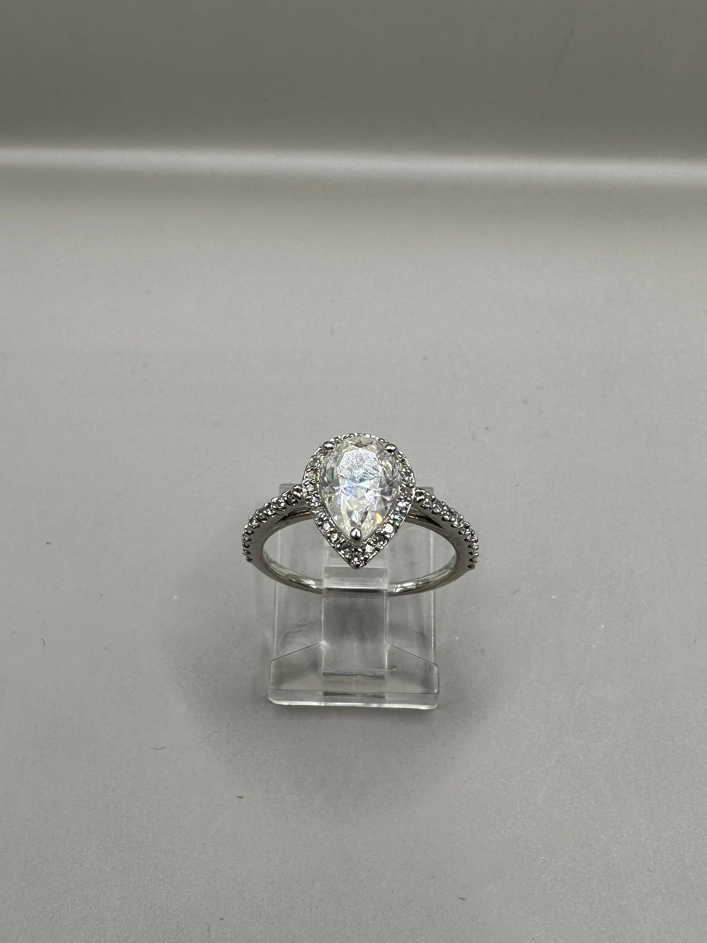 Pear Halo Diamond White Gold Ring