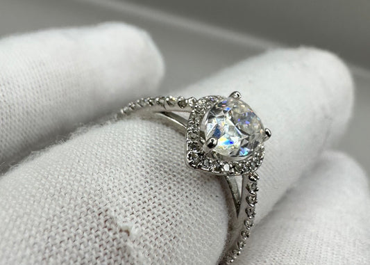 Pear Halo Diamond White Gold Ring