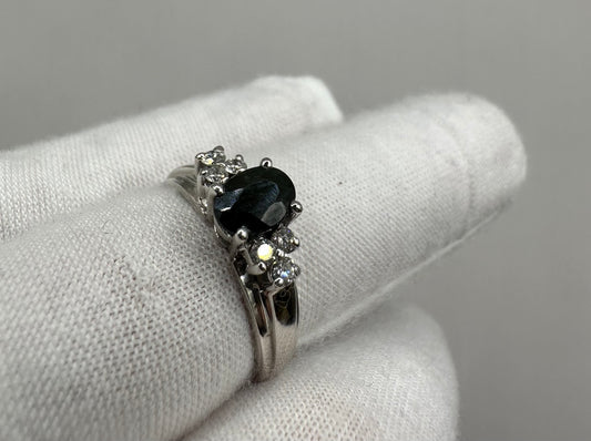 Sapphire Diamond White Gold Ring