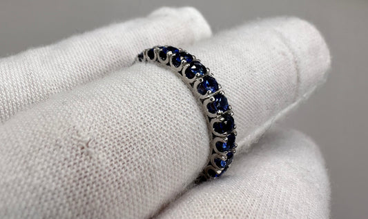 Sapphire Eternity Band White Gold Ring