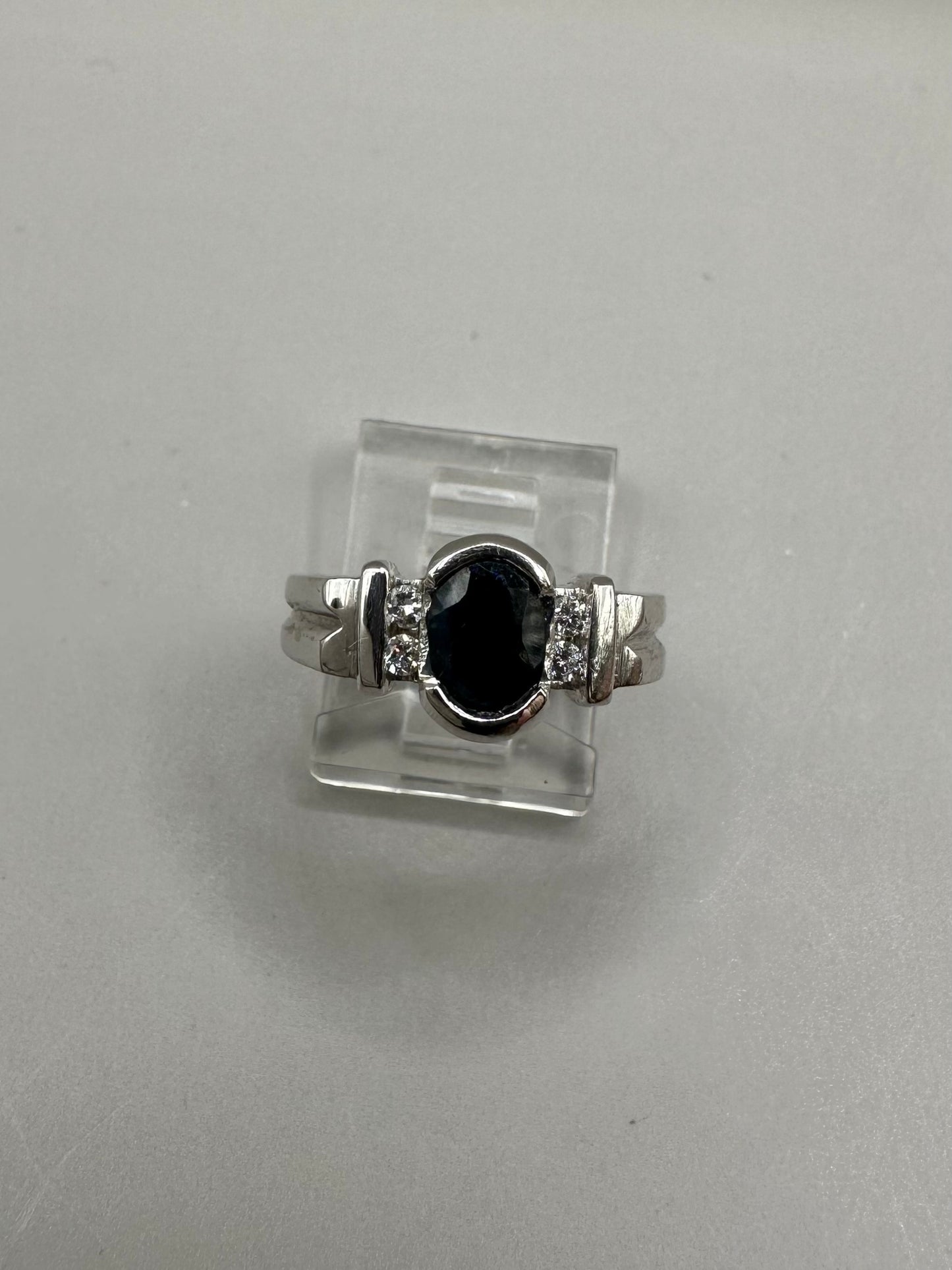 Sapphire and Diamond White Gold Ring