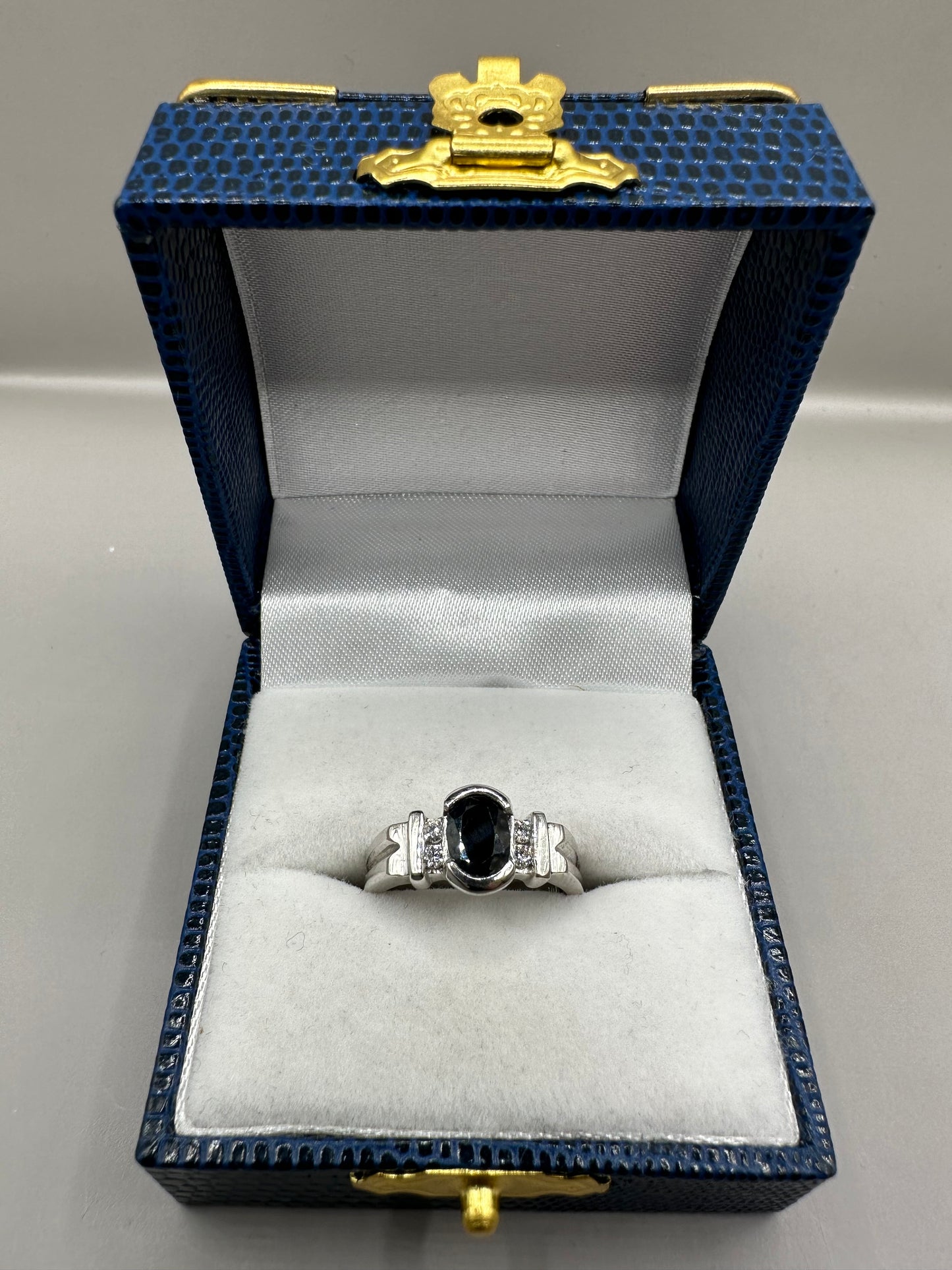 Sapphire and Diamond White Gold Ring