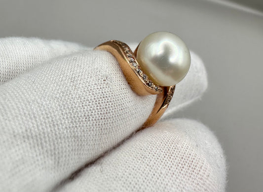 Pearl and Diamond Rose Gold Ring
