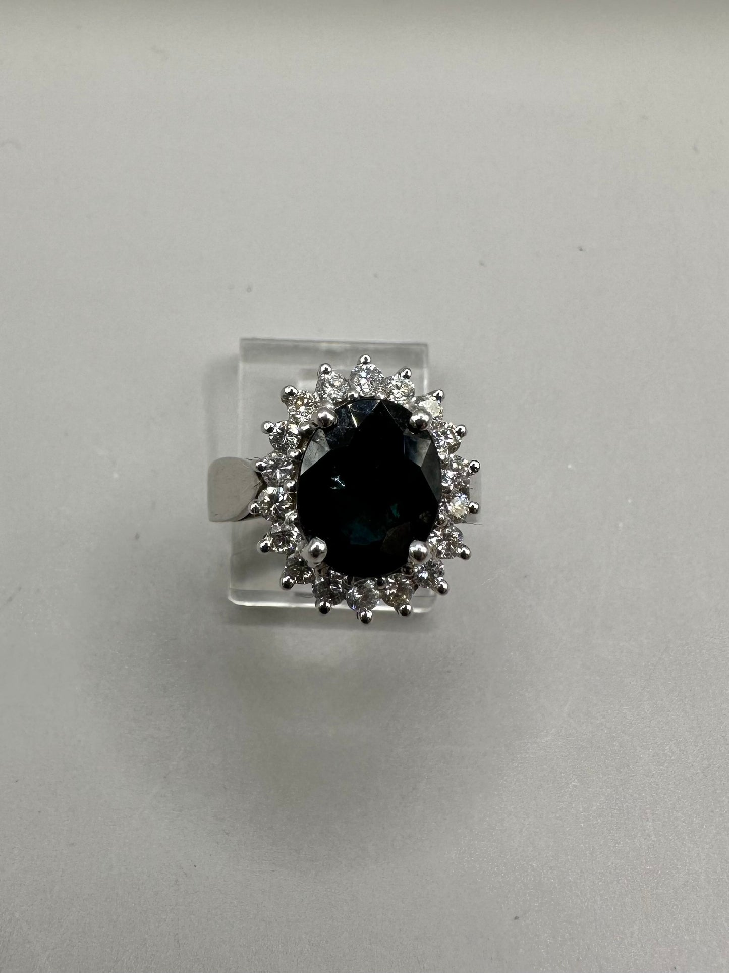Sapphire and Diamond White Gold Ring