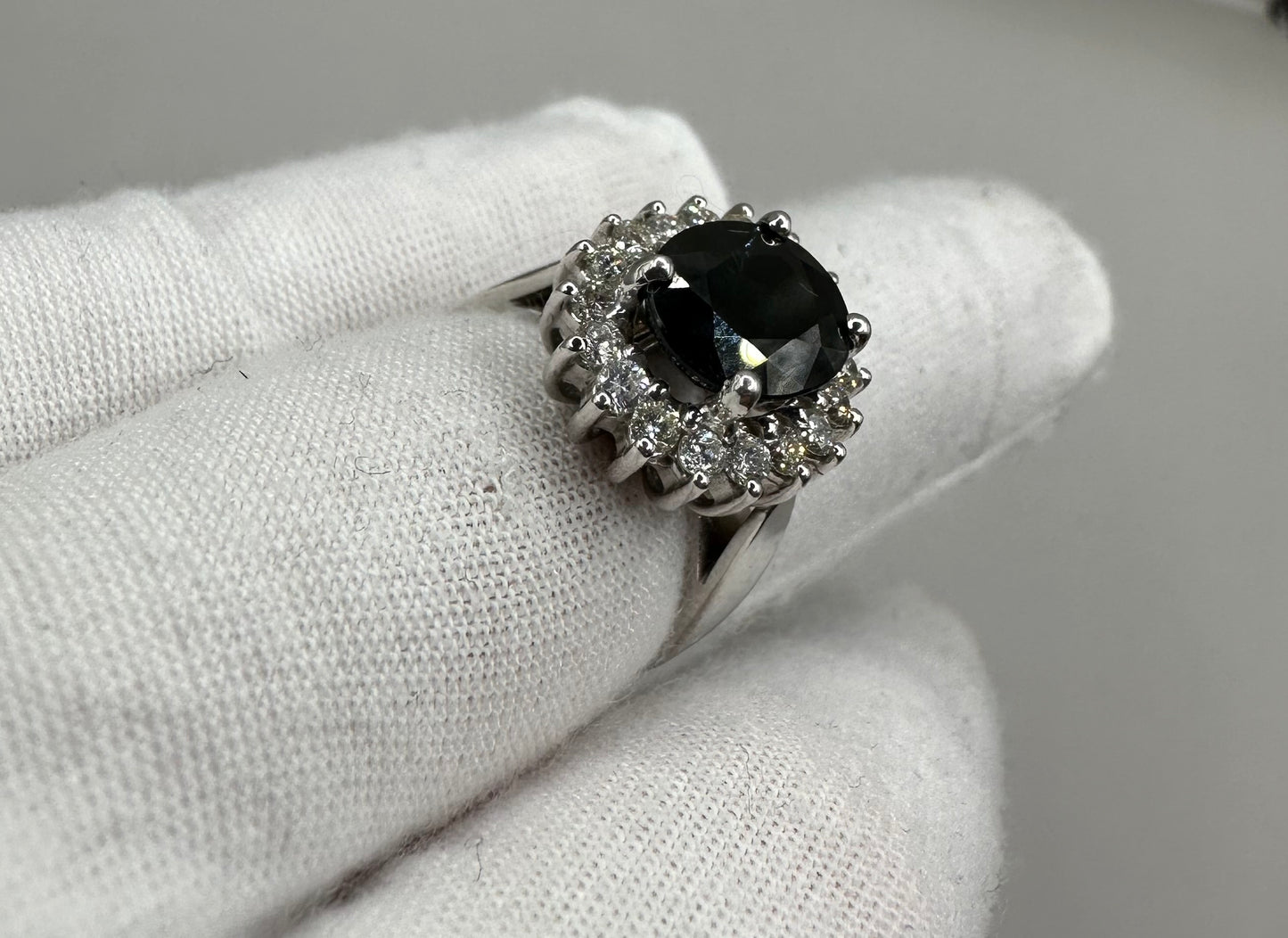 Sapphire and Diamond White Gold Ring