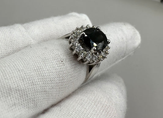 Sapphire and Diamond White Gold Ring
