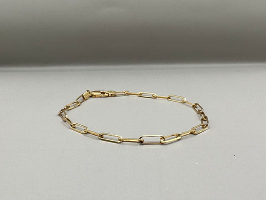 Paper Clip Yellow Gold Bracelet