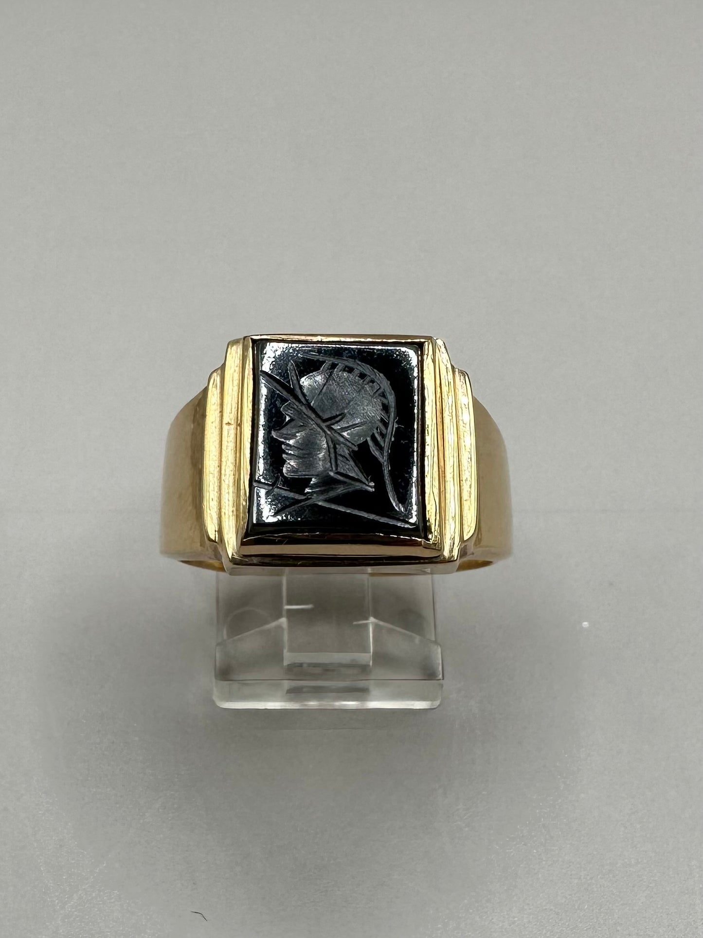 Hematite Yellow Gold Ring