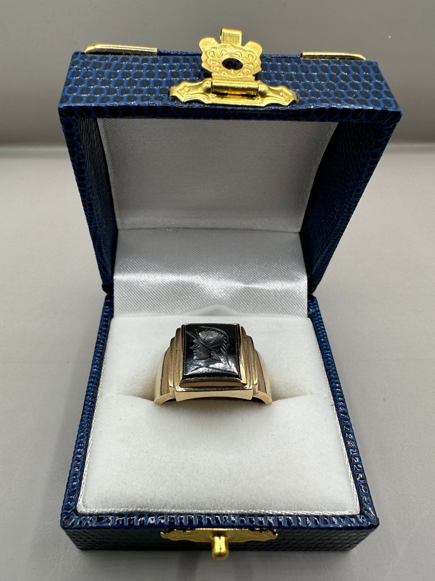 Hematite Yellow Gold Ring