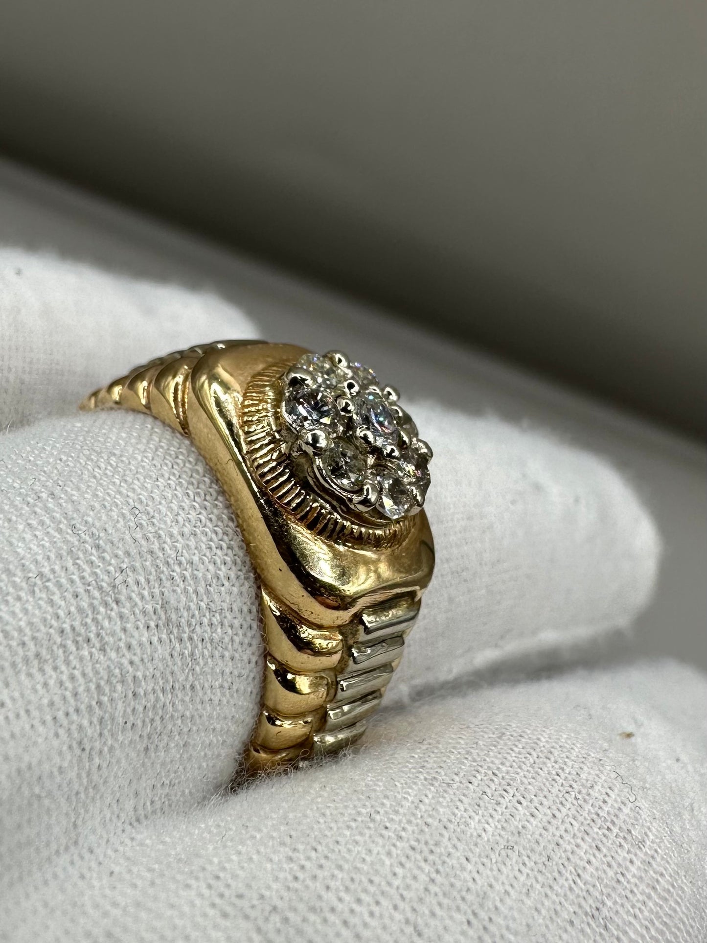 Rolex Style Yellow Gold Diamond Ring