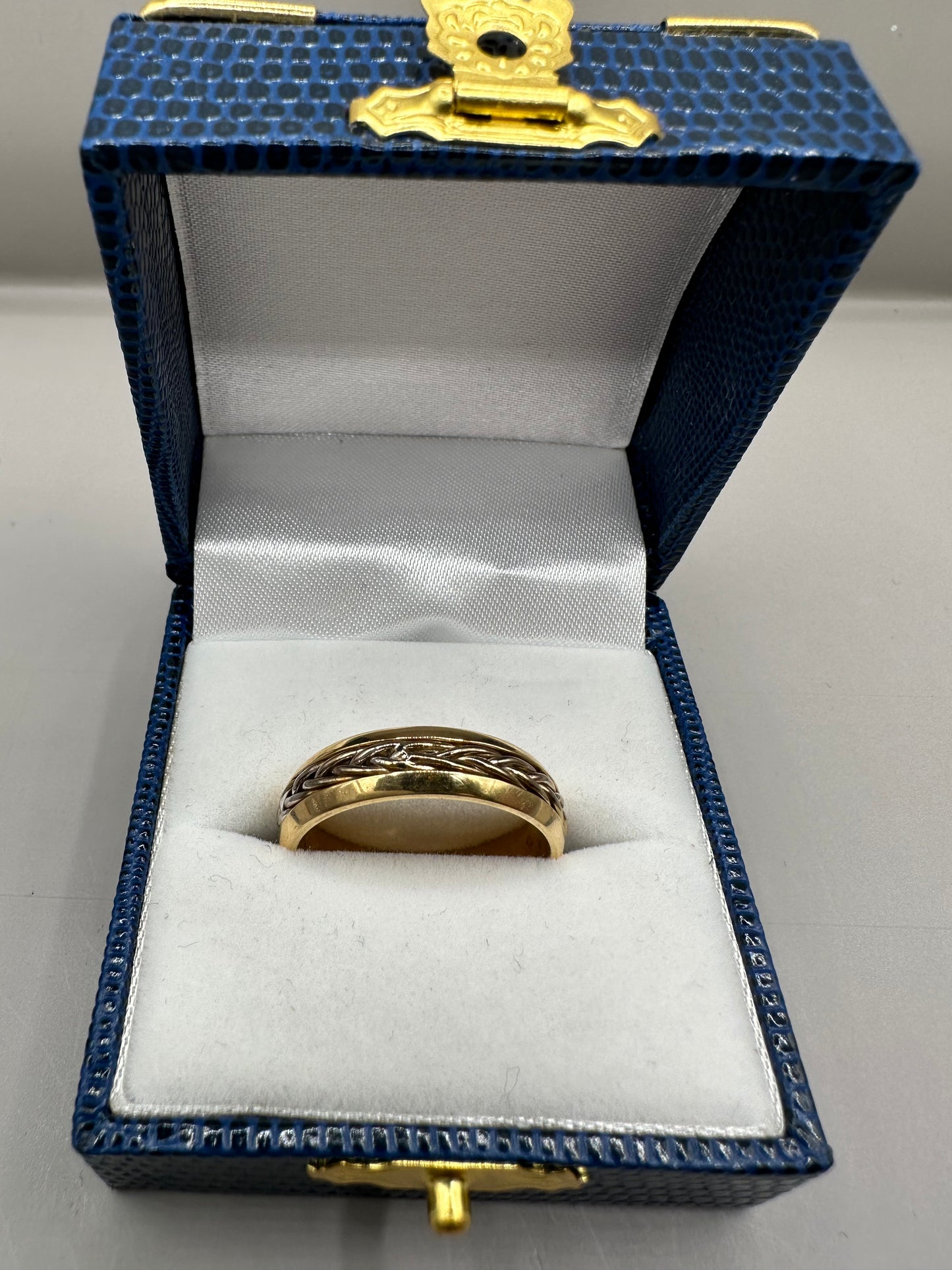 Two Tone Braided Gold Wedding Band