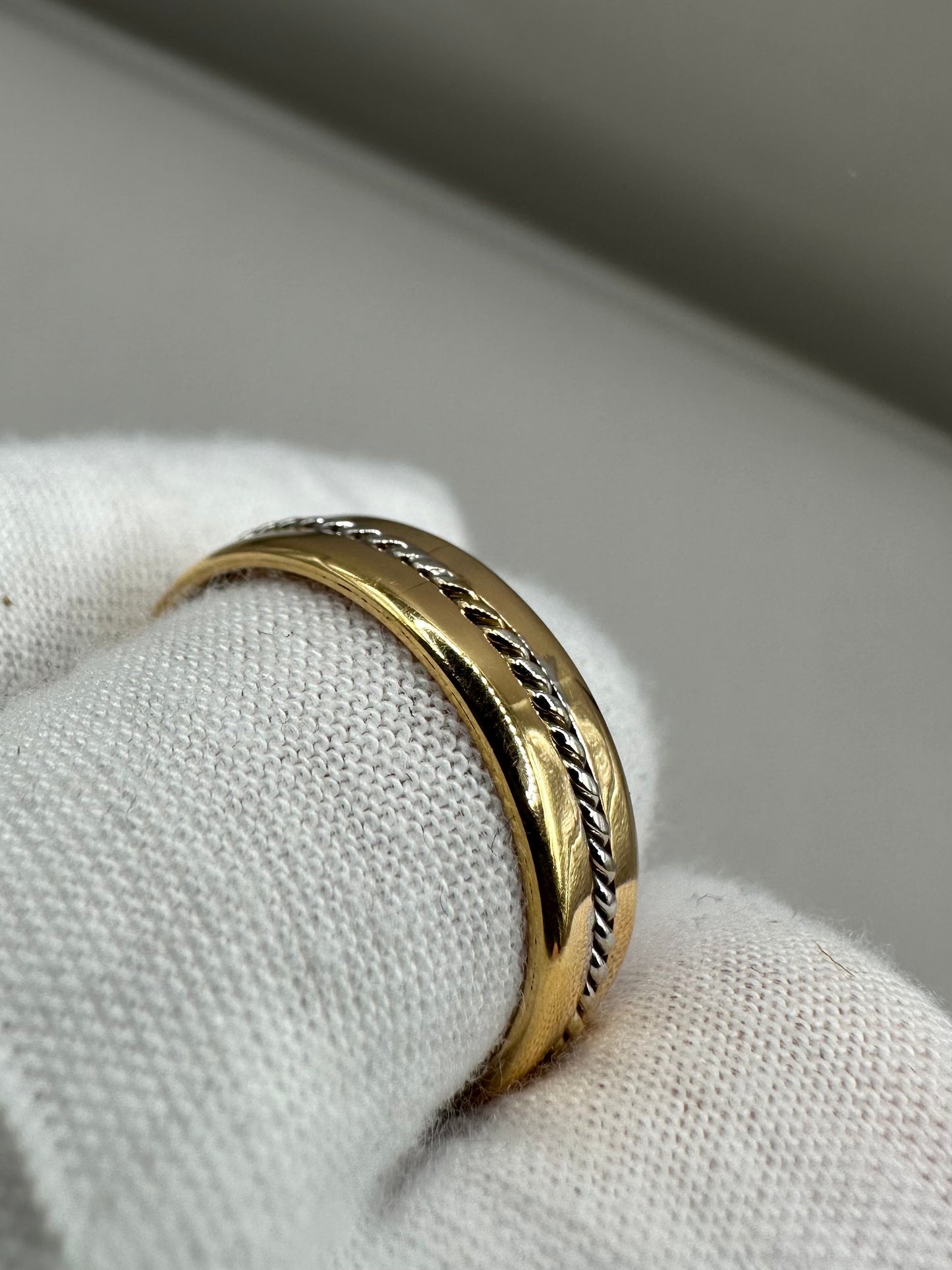 Two Tone Braided Gold Wedding Band