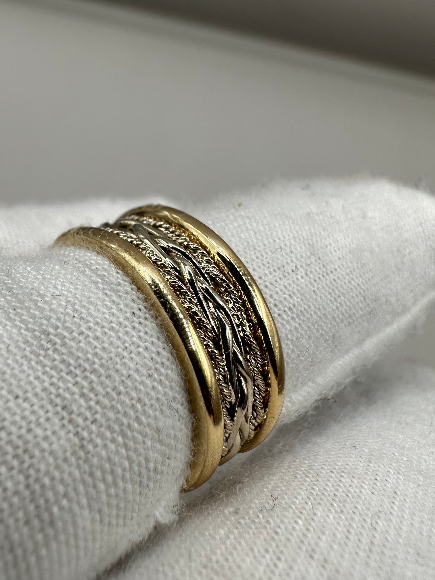 Two Tone Braided Gold Wedding Band