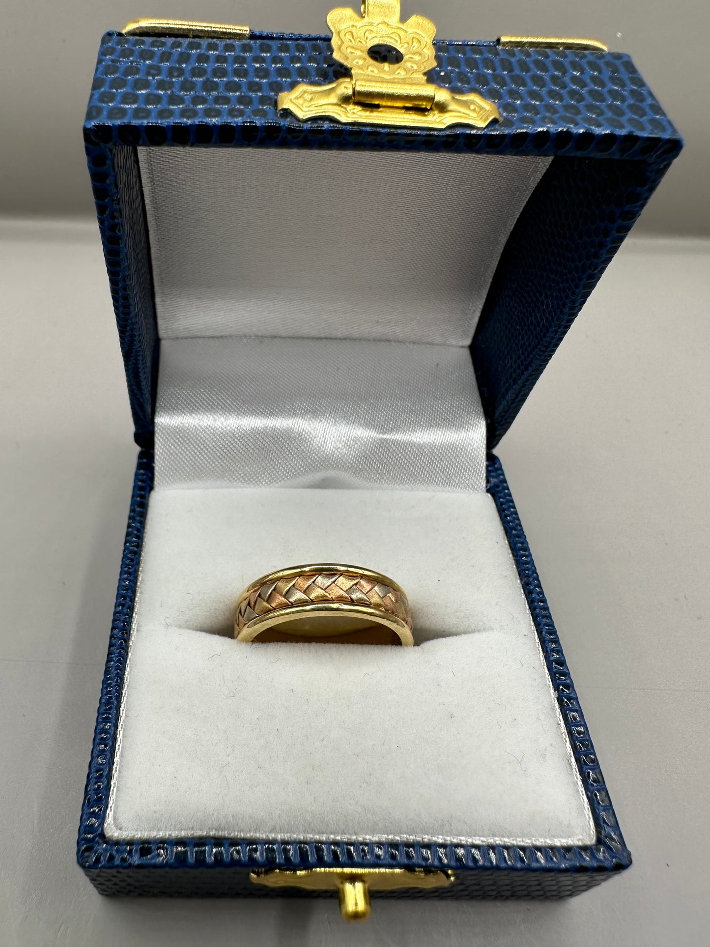 Tri Colour Braided Gold Wedding Band