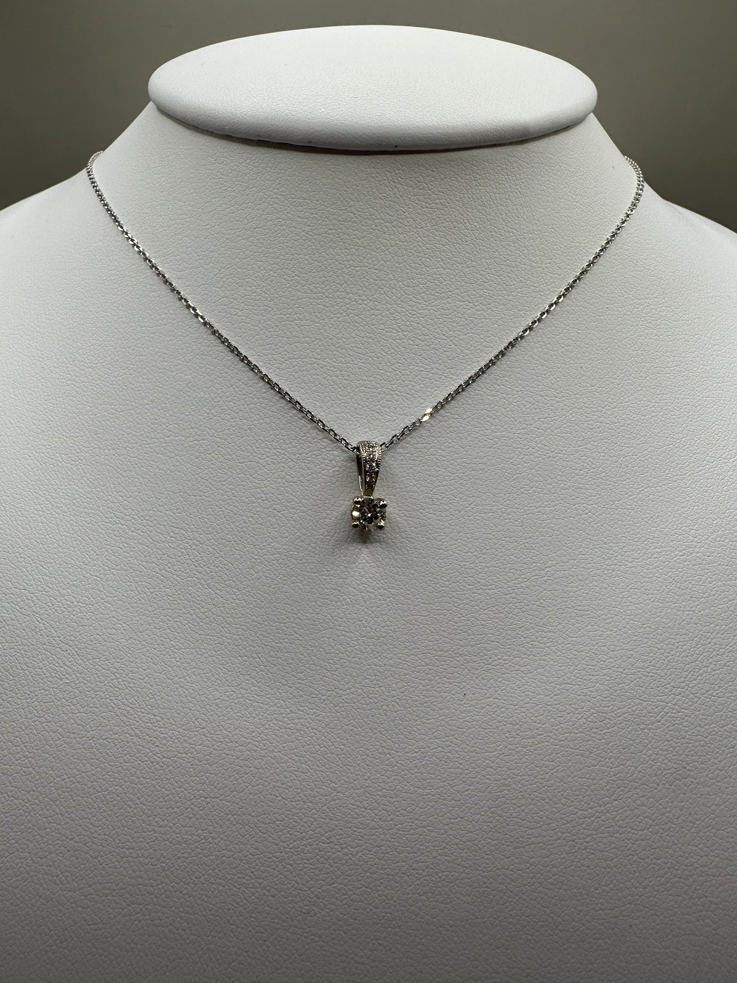 Diamond Solitaire White Gold Necklace
