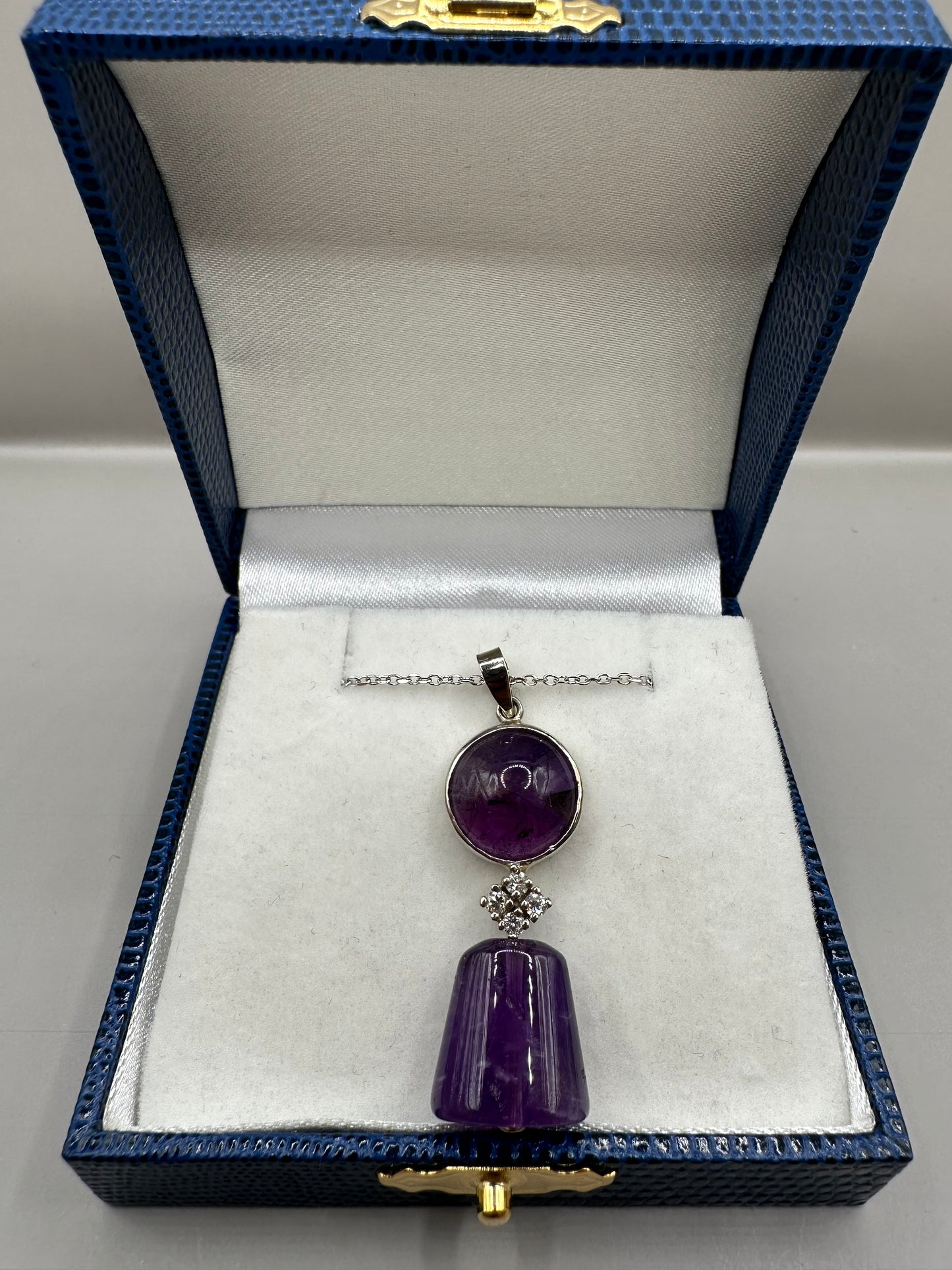 Amethyst and Diamond White Gold Necklace