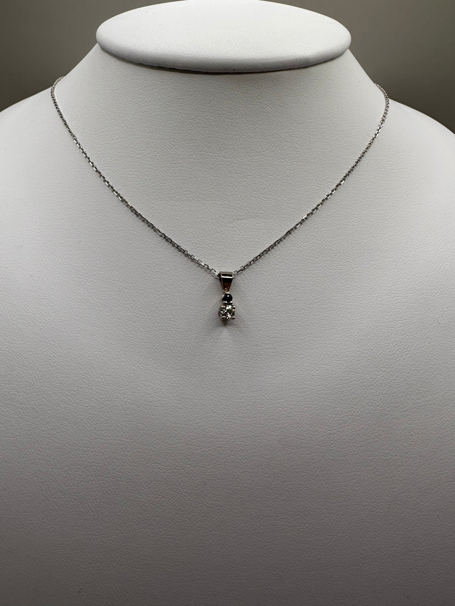 Sapphire and Diamond White Gold Necklace