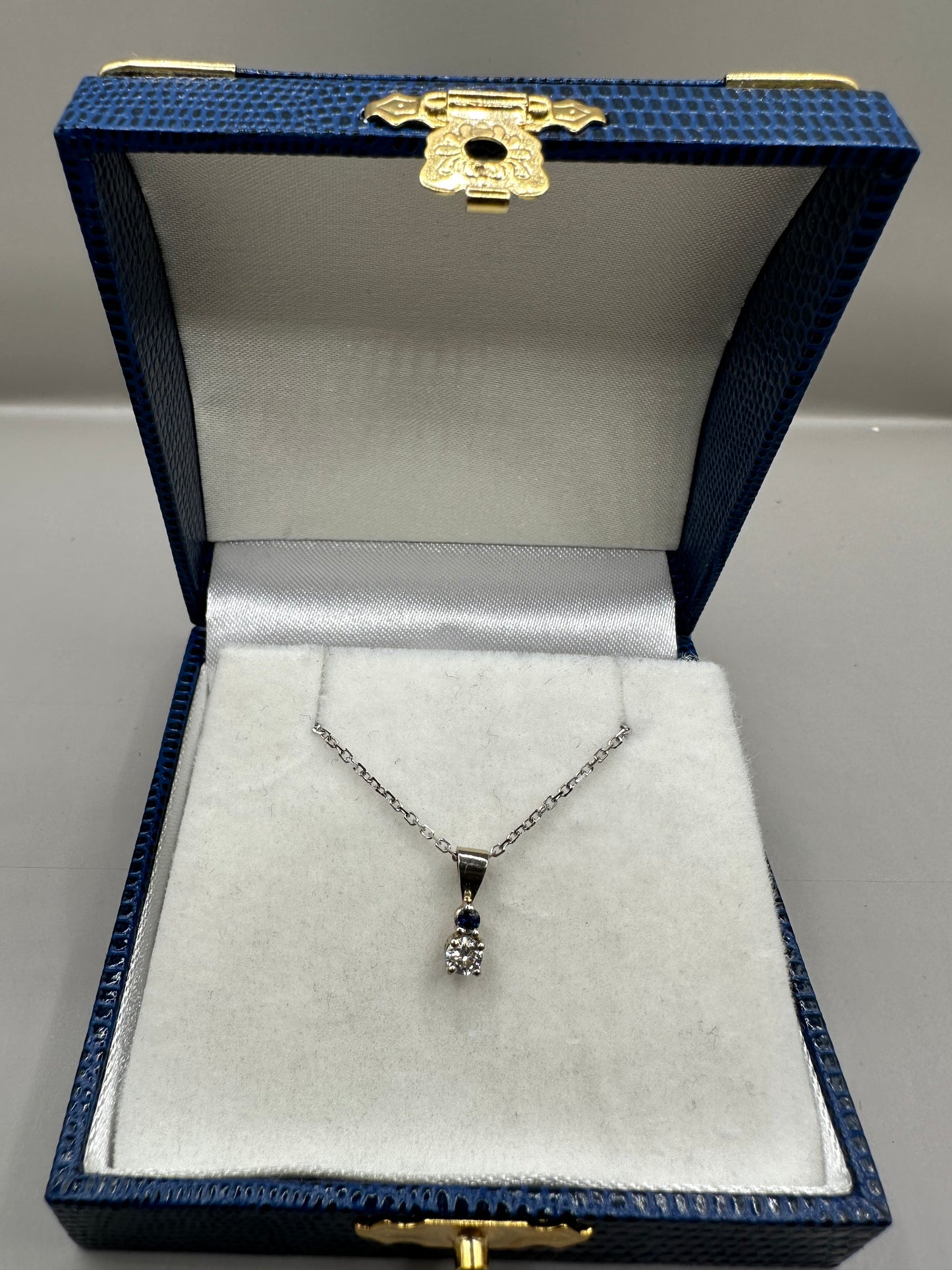 Sapphire and Diamond White Gold Necklace