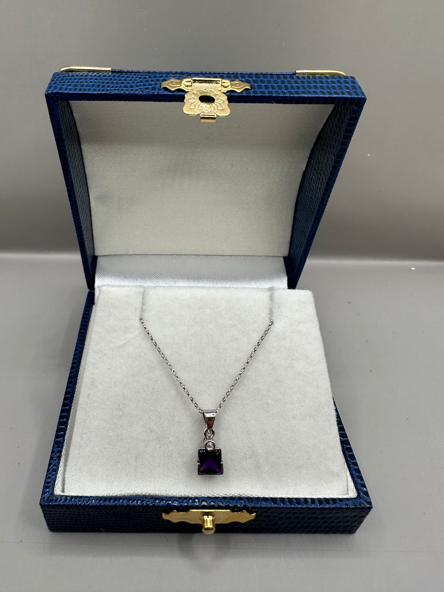 Amethyst and Diamond White Gold Necklace
