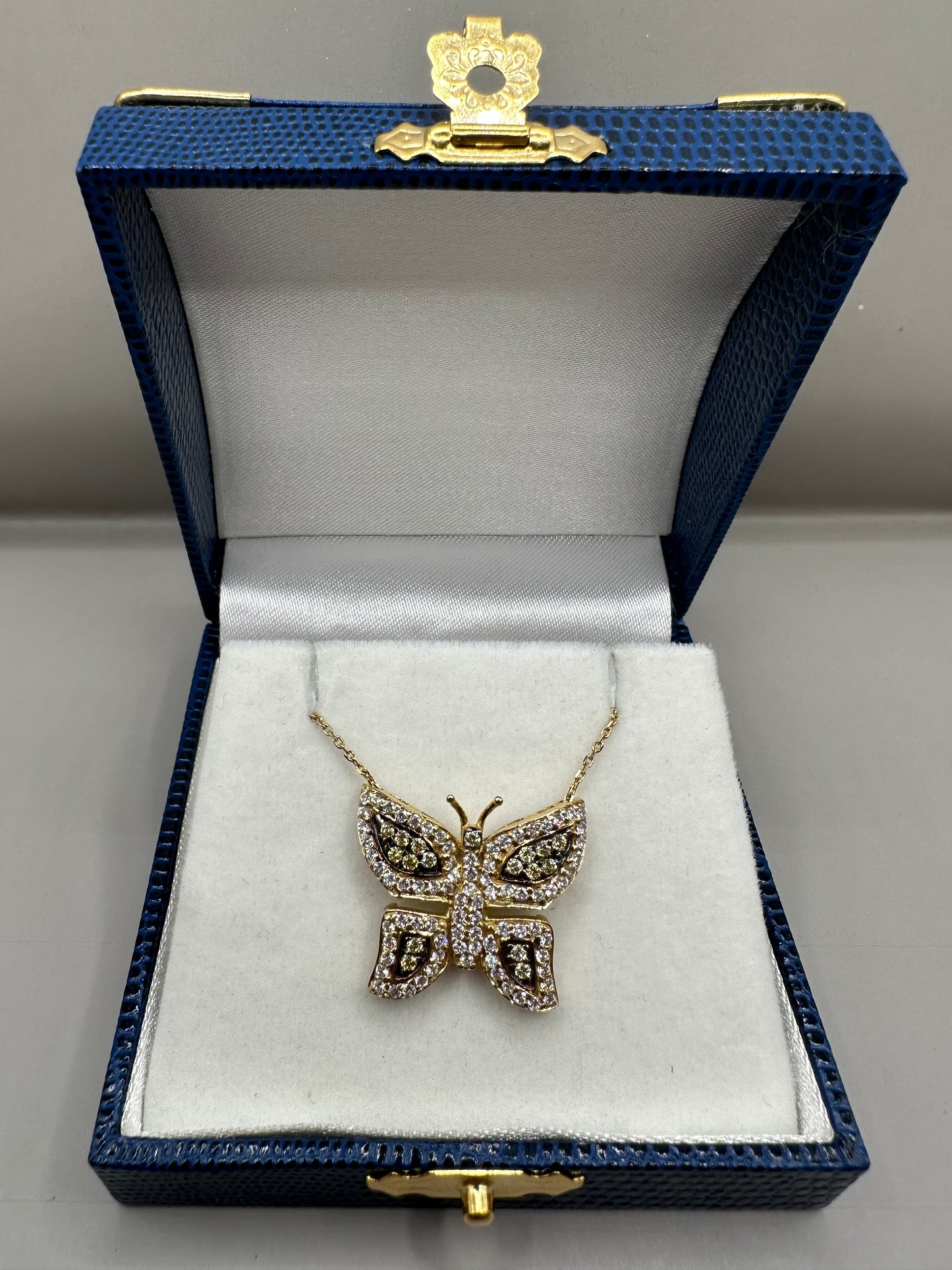 Butterfly Cubic Yellow Gold Necklace