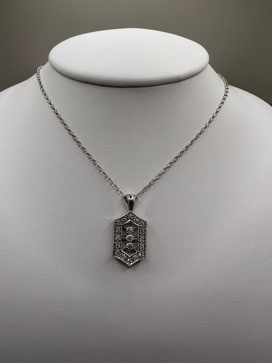 Filigree Diamond White Gold Necklace