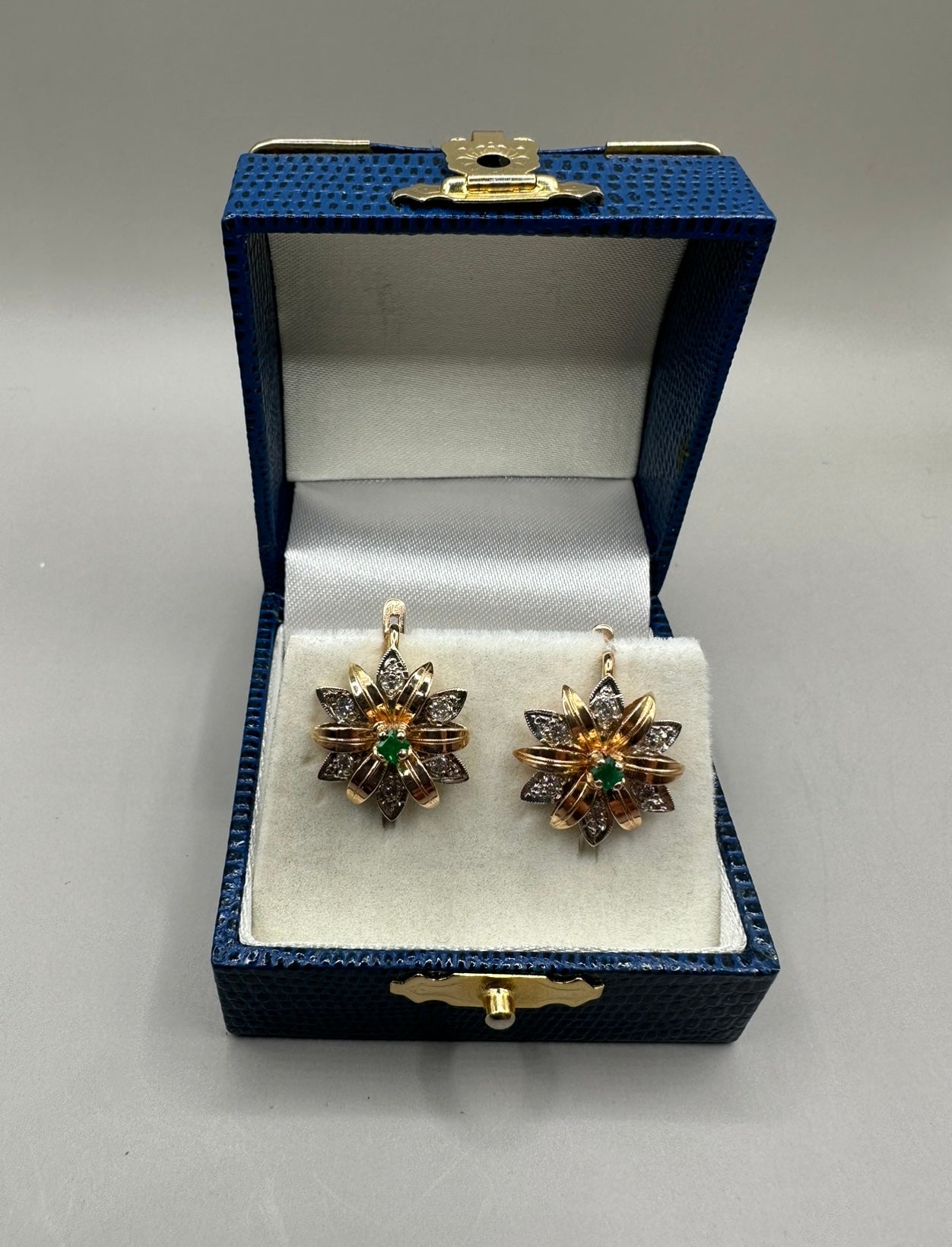 Estate Diamond and Emerald Earrings