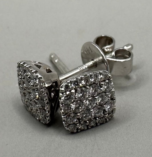 Diamond Studded White Gold Earrings