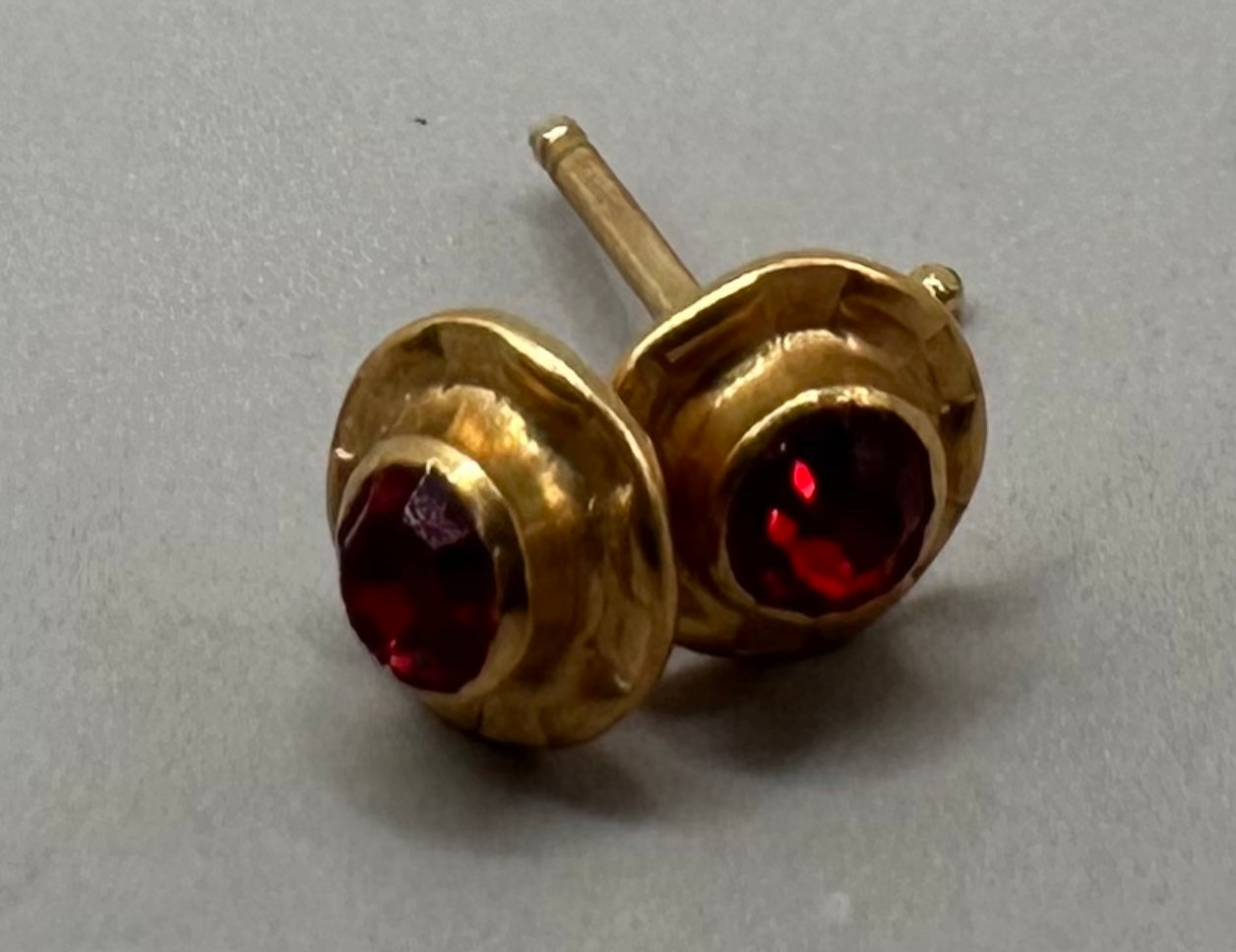 Ruby Yellow Gold Studded Earrings